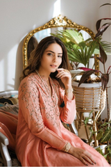Surbhi Sethi Dua in Salmon Zayra Kurta Set