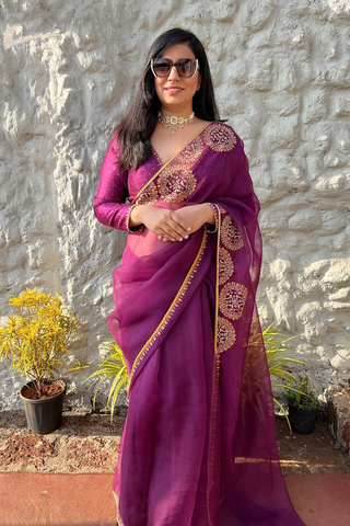 AUBERGINE NILAYA SAREE SET