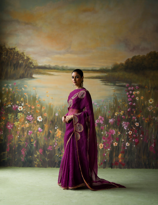 AUBERGINE NILAYA SAREE SET