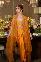 Muskan Chanana In Turmeric Dani Cape Set