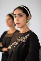 Black Cora Silk Organza Saree Set