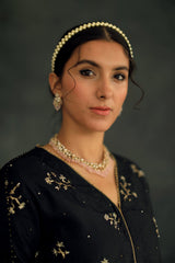 Black Veru Silk Sharara Set