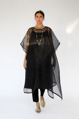 Black Zaidi Silk Organza Cape set