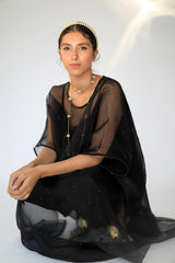 Black Zaidi Silk Organza Cape set