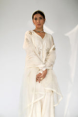 Ecru Amaira Silk Sharara Set