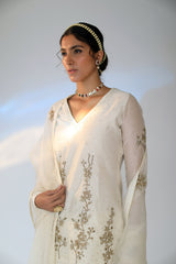 Ecru Amaira Silk Sharara Set