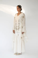 Ecru Amaira Silk Sharara Set