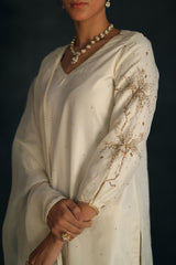 Ecru Meha Silk Kurta Set