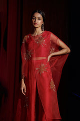 BERRY SILK ORGANZA ZOE CAPE SET