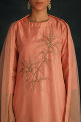 Salmon Hania Silk Kurta Set
