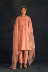 Salmon Hania Silk Kurta Set
