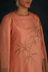 Salmon Hania Silk Kurta Set