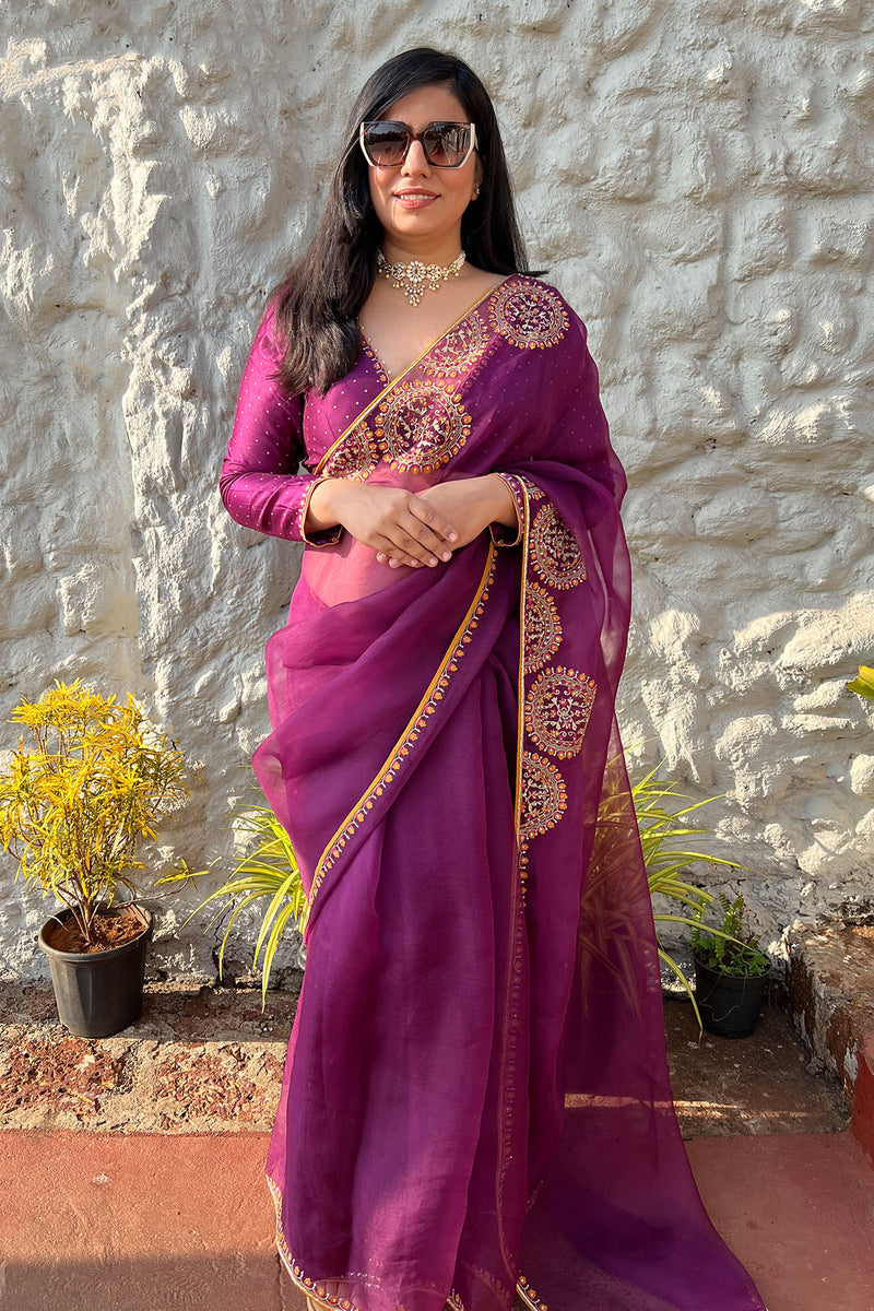 AUBERGINE NILAYA SAREE SET