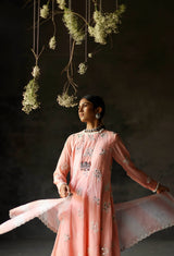 Gulabi Siyah Anarkali Set