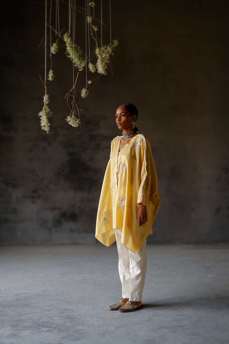 Yellow Roli Silk Kameez Set